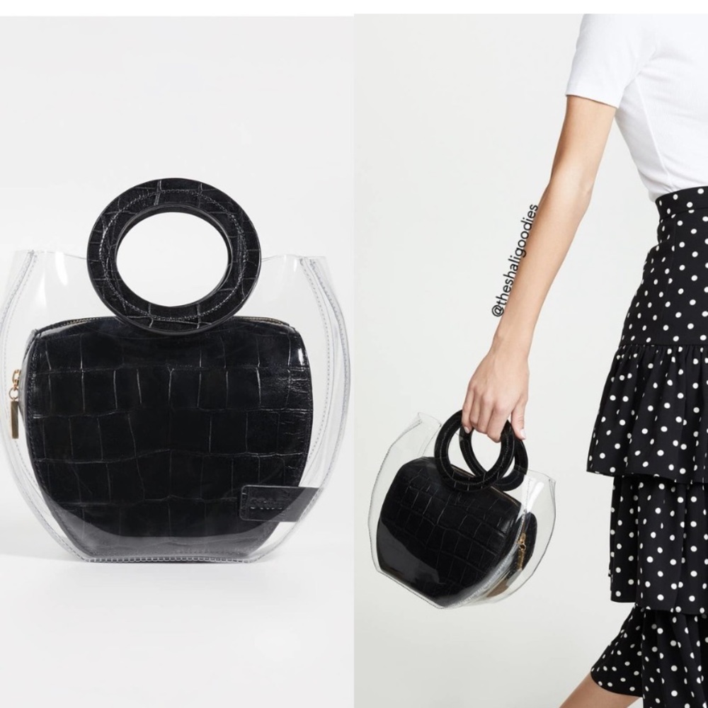 STAUD Frida Bag PVC Crocodile Tote Black